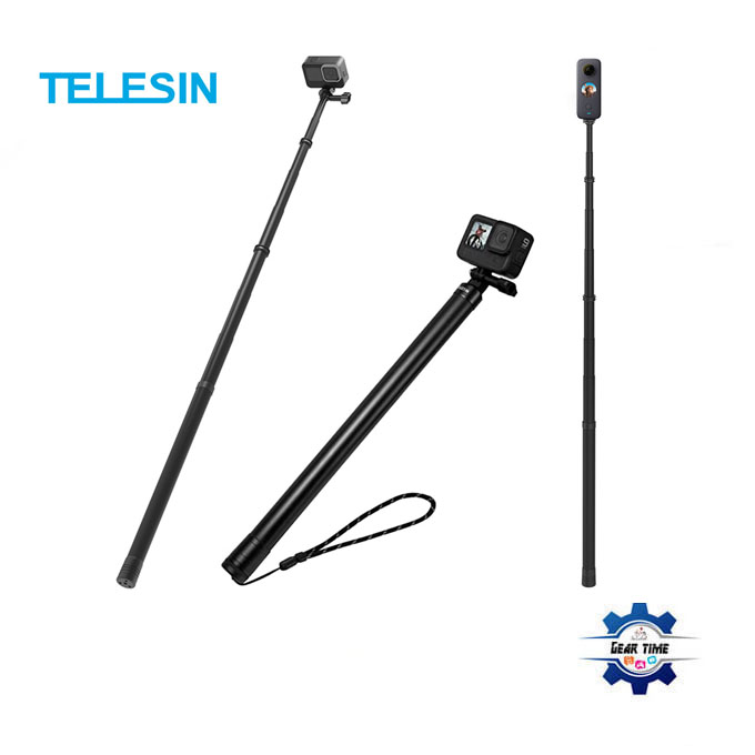 TELESIN 118"/3 Meters Ultra Long Selfie Stick for Action Camera/GoPro (Extendable at 6 Lengths Carbon Fiber)