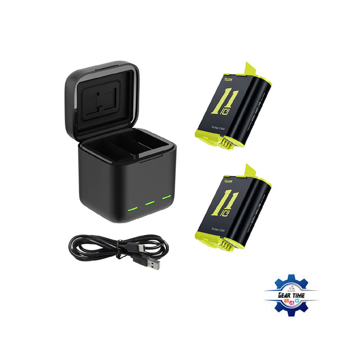 TELESIN 3-way Battery Charger with 2 Batteries for GoPro Hero 12/11/10/9