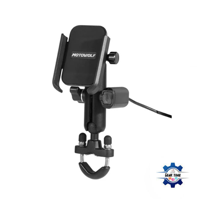 MOTOWOLF Aluminum Mobile holder with USB Charger