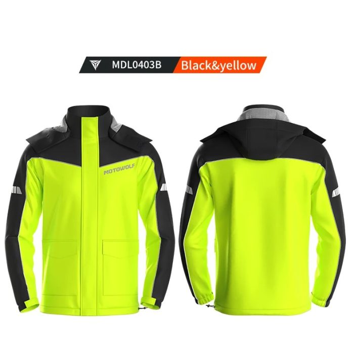 Motowolf Rainsuit/Coat with shoe cover for Motorbike - Neon