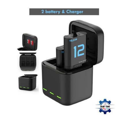 TELESIN 3-way Battery Charger with 2 Batteries for GoPro Hero 12/11/10/9